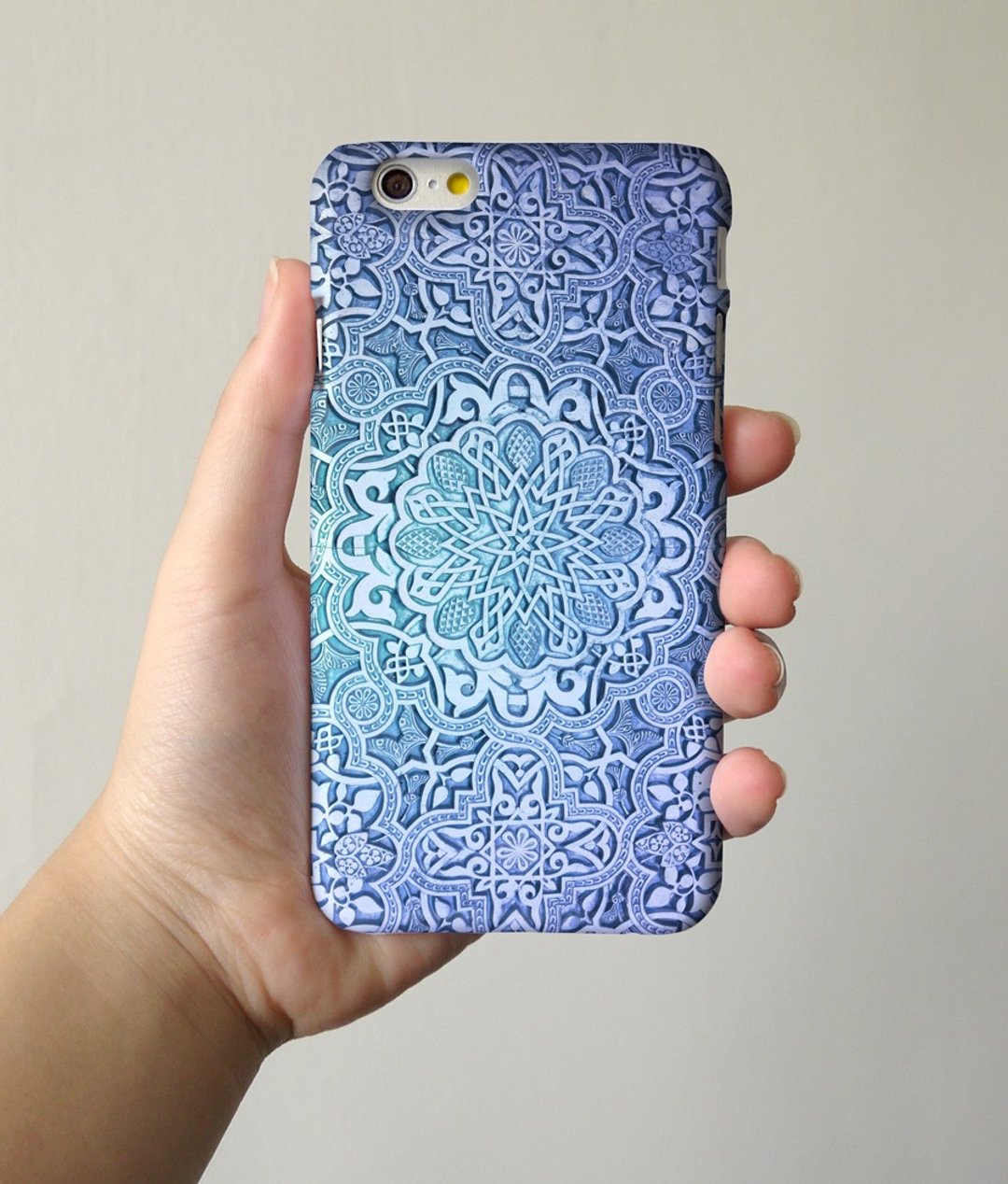 天蓝色曼陀罗花纹 - iPhone 手机壳, Samsung Galaxy 手机套 Samsung Galaxy Note 电话壳 - 手机壳/手机套 - 塑料 