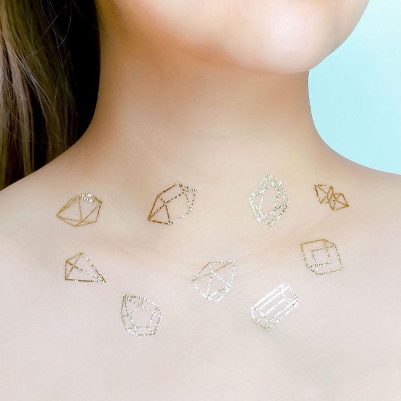 Surprise Tattoos /  几何宝石 金属 刺青 纹身贴纸 - 纹身贴 - 纸 金色