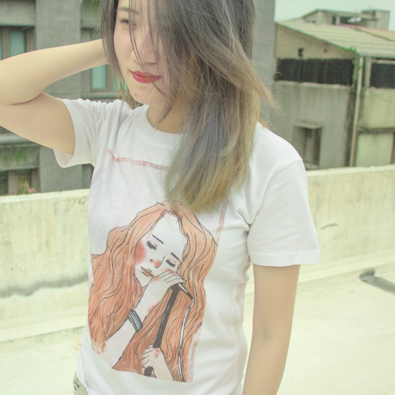 售完绝版 乌兹塔克Woodstock 女孩 T恤上衣- 零码 无腰Ｓ - 女装 T 恤 - 棉．麻 橘色