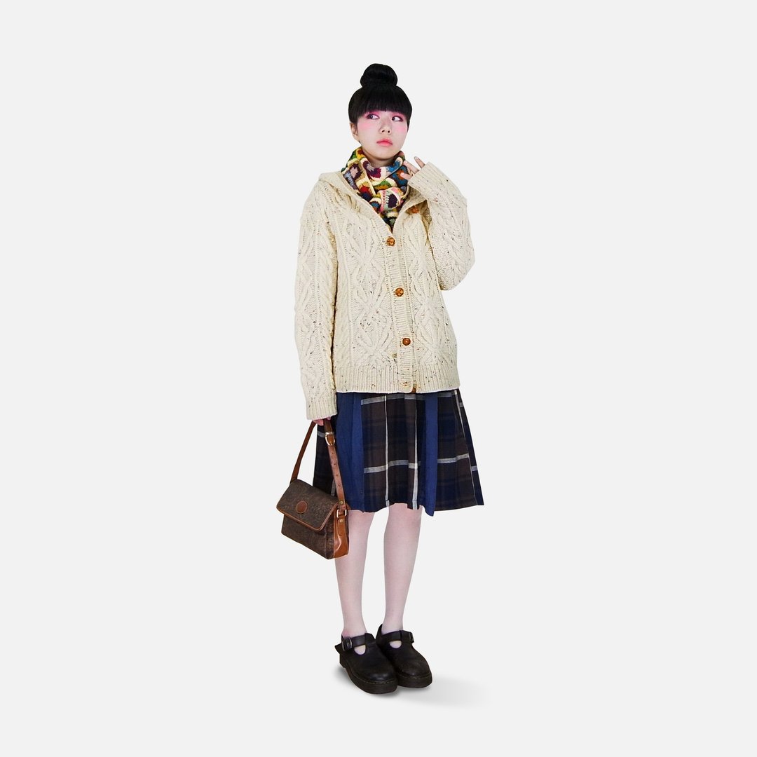 A·PRANK :DOLLY :: 复古着VINTAGE原色混毛连帽渔夫毛衣外套 - 女装针织衫/毛衣 - 其他材质 粉红色
