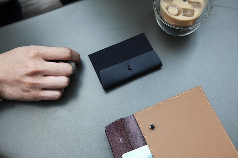 韩国ithinkso 名片夹 卡夹 双材质 ENVELOPE CARD POCKET-Black - 皮夹/钱包 - 其他材质 