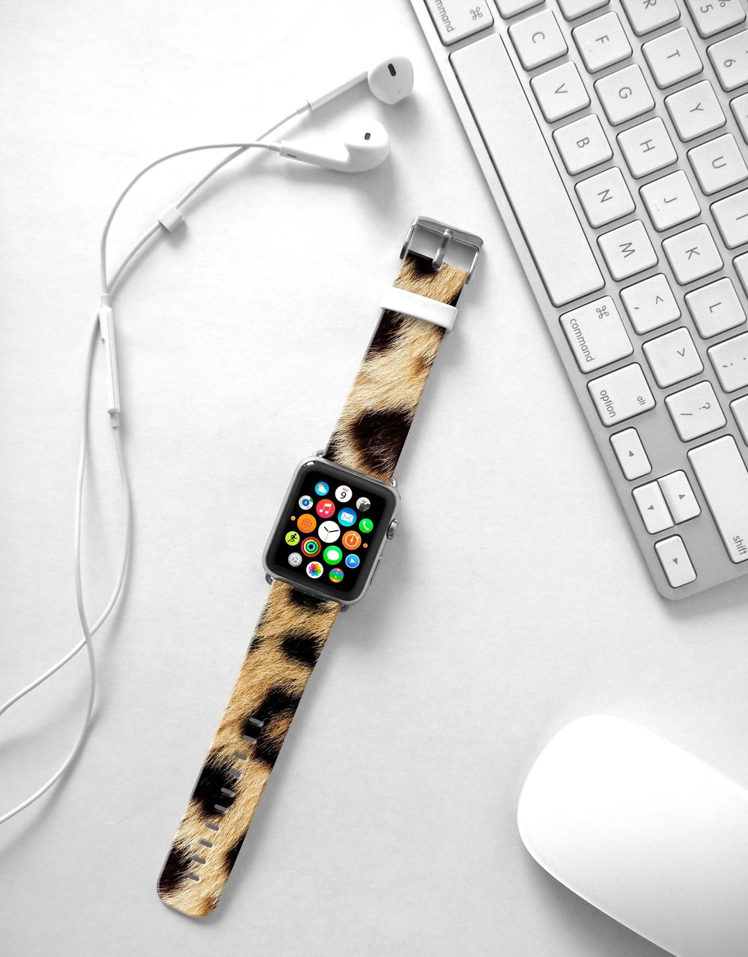 Apple Watch Series 1 , Series 2, Series 3 - Apple Watch 真皮手表带，适用于Apple Watch 及 Apple Watch Sport - Freshion 香港原创设计师品牌 - 棕色豹纹 - 表带 - 真皮 