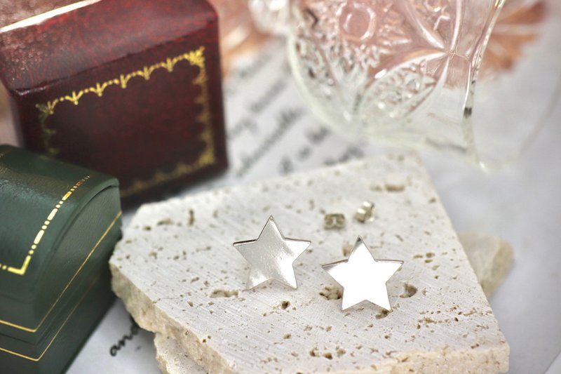 伯利恒之星耳环/耳针/Màn 工 - 耳环/耳夹 - 纯银 银色