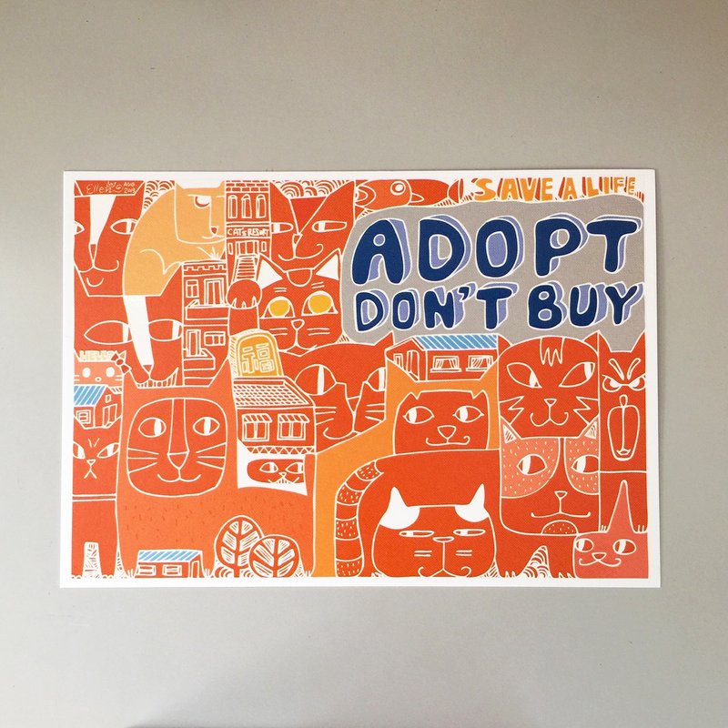 明信片 领养代替购买 | MonkeyCookie - 卡片/明信片 - 纸 