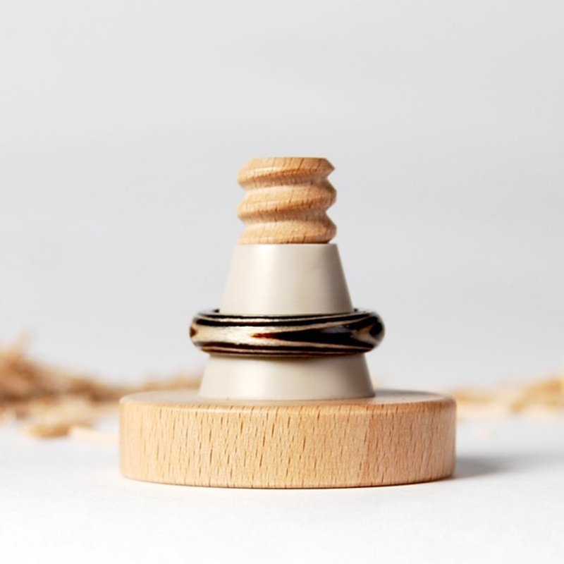 木头戒指"SECOND LIFE"系列-斑马纹 - 戒指 - 木头 卡其色