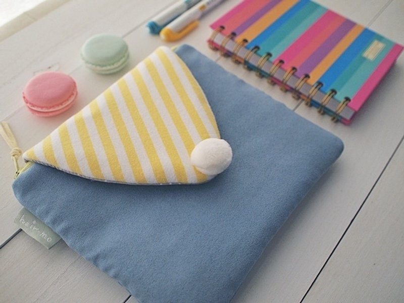 hairmo。麂皮条纹马卡龙平版收纳包-牛仔蓝(8寸) - 电脑包 - 其他材质 蓝色