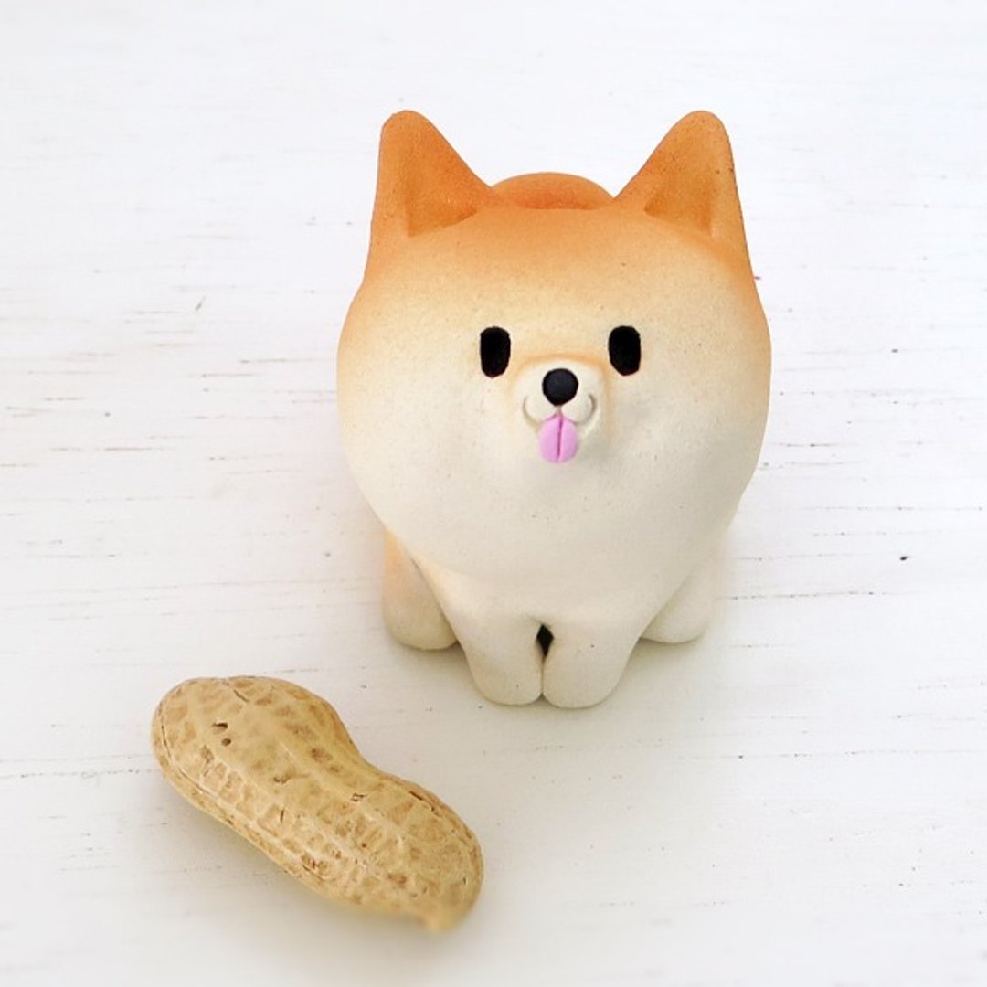 Shiba Inu figurine of Ceramics "The Osuwari Mini shiba 3" Shiba is Japanese dog - 摆饰 - 其他材质 黄色