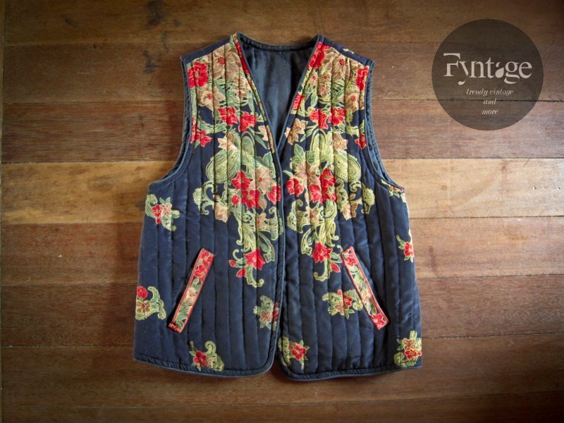 Fyntage 古着 vintage 花开富贵 印花 铺绵背心 [售出] - 女装背心 - 其他材质 