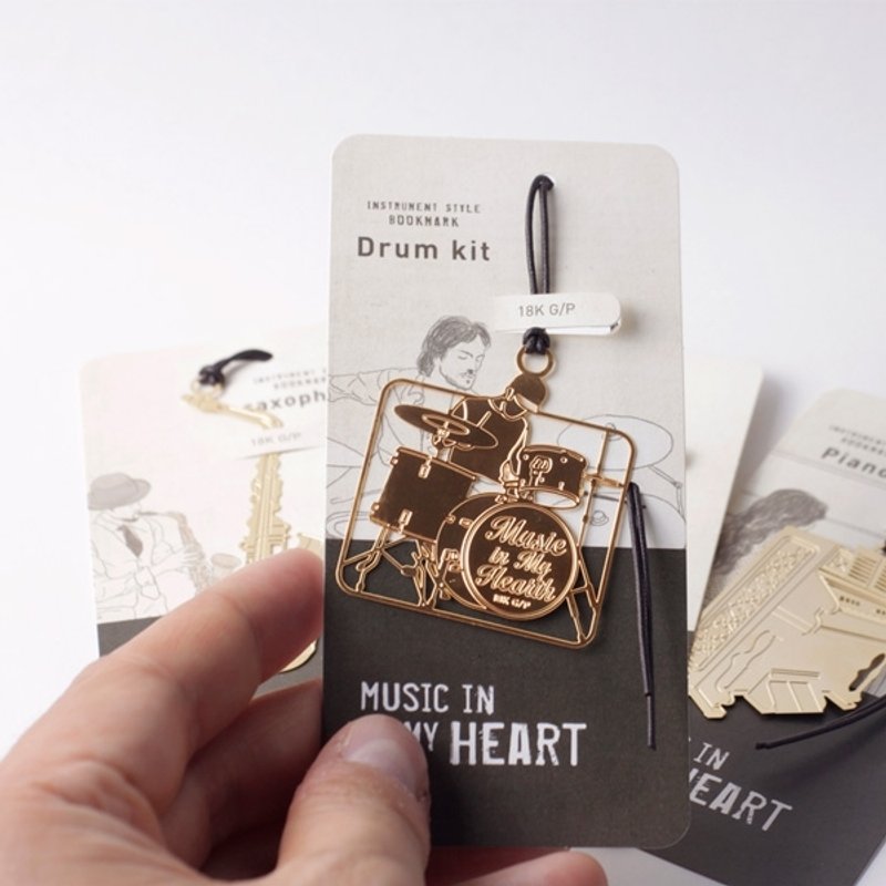 bookfriends 18K金音乐造型书签-Drum kit,BZC21714 - 书签 - 其他金属 金色