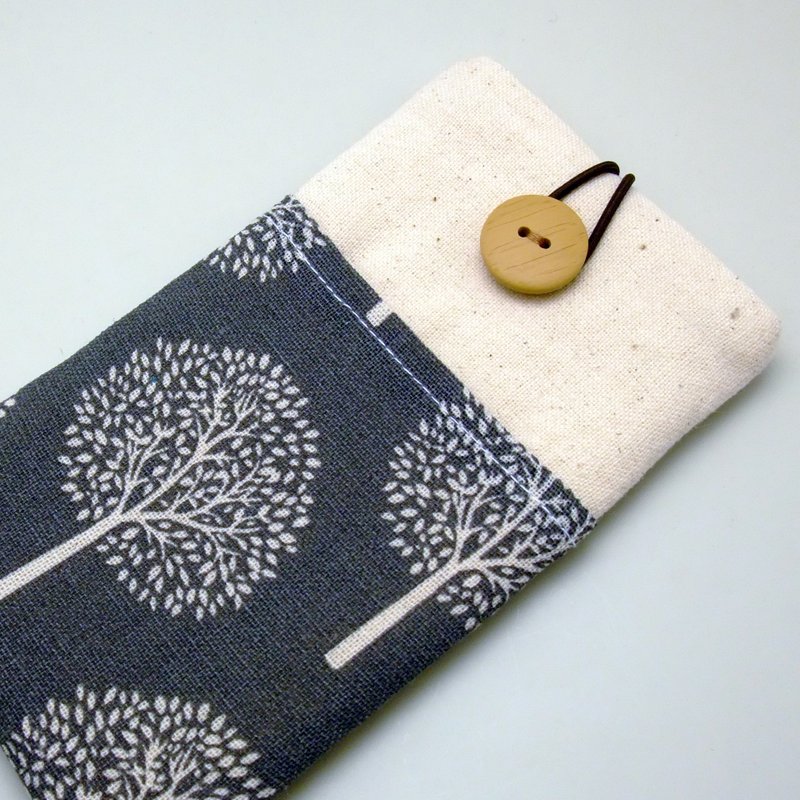 定制化电话包 手机袋 手机保护布套例如 iPhone小树(a) (P-102) - 手机壳/手机套 - 棉．麻 灰色