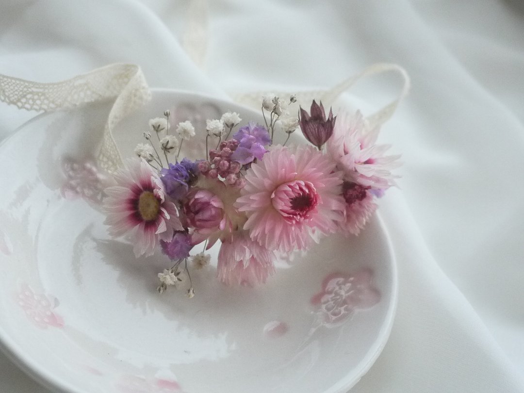 未完待续 | 粉色系手腕花 干燥花 手作 蕾丝 婚纱 伴娘 小物 婚摄 外拍 - 手链/手环 - 植物．花 粉红色