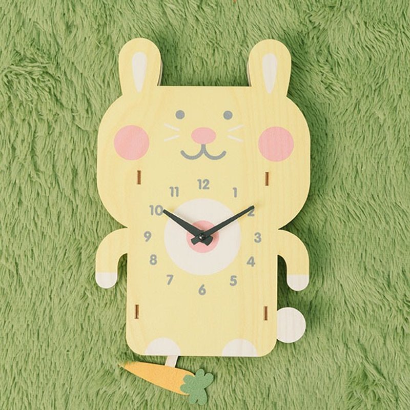modern moose-3D挂钟、摆钟-兔子图样 时钟 - 时钟/闹钟 - 木头 黑色
