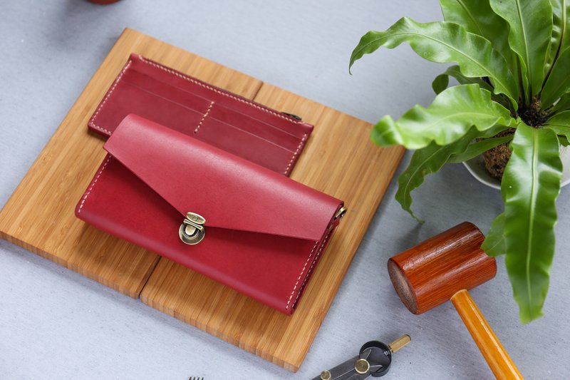 Shekinah 手工皮革 - 推推扣长夹包 - 皮夹/钱包 - 真皮 咖啡色