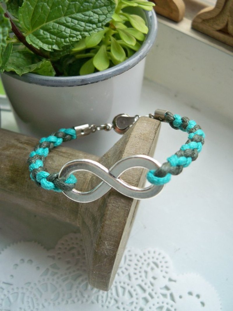 大无限编织手环-土耳其绿+深绿-1条(可选色) - 手链/手环 - 棉．麻 绿色