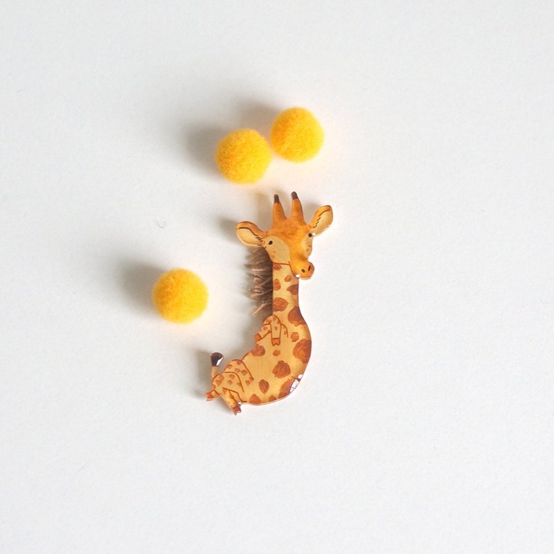 ［独角森林］ 长颈鹿大王胸针 （傲娇二郎腿） - 胸针 - 压克力 