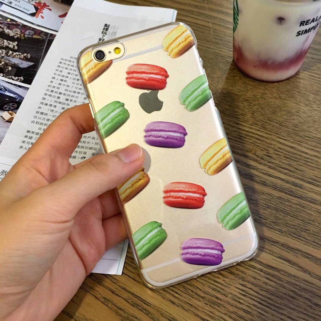 香港原创设计 马卡龙图案 iPhone X,  iPhone 8,  iPhone 8 Plus,  iPhone 7, iPhone 7 Plus, iphone 6/6S , iphone 6/6S PLUS, Samsung Galaxy Note 7 透明手机壳 - 手机壳/手机套 - 塑料 透明