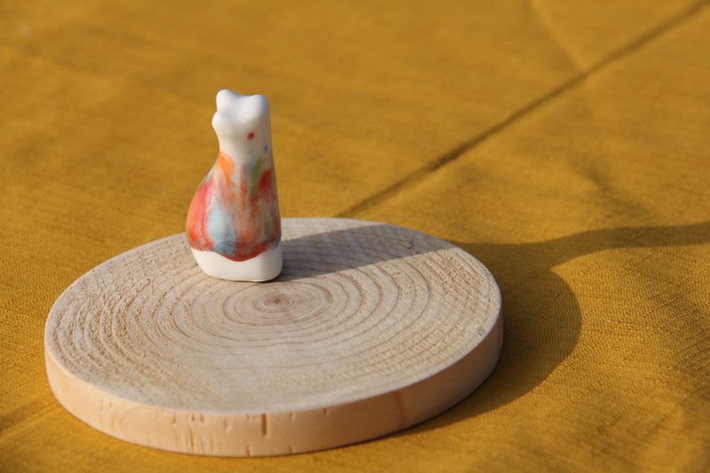 彩斑草菇猫04 (圣诞彩斑纹款) - 花瓶/陶器 - 其他材质 白色