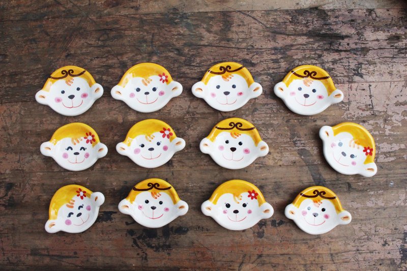 生日礼物 小猴子手捏筷架小碟 单个 - 花瓶/陶器 - 其他材质 多色