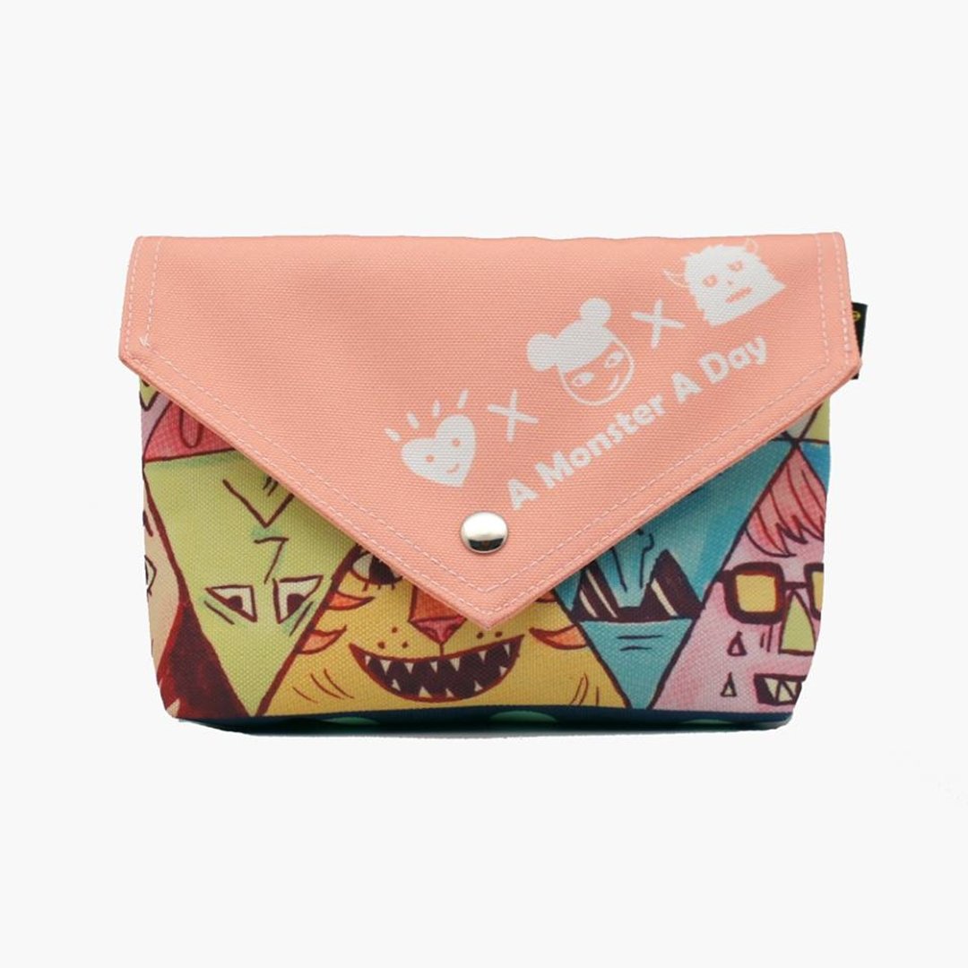 BLR 手工 印花 一天一怪兽 联名款 夏季怪兽 BB BAG 肩背包 - 侧背包/斜挎包 - 其他材质 粉红色