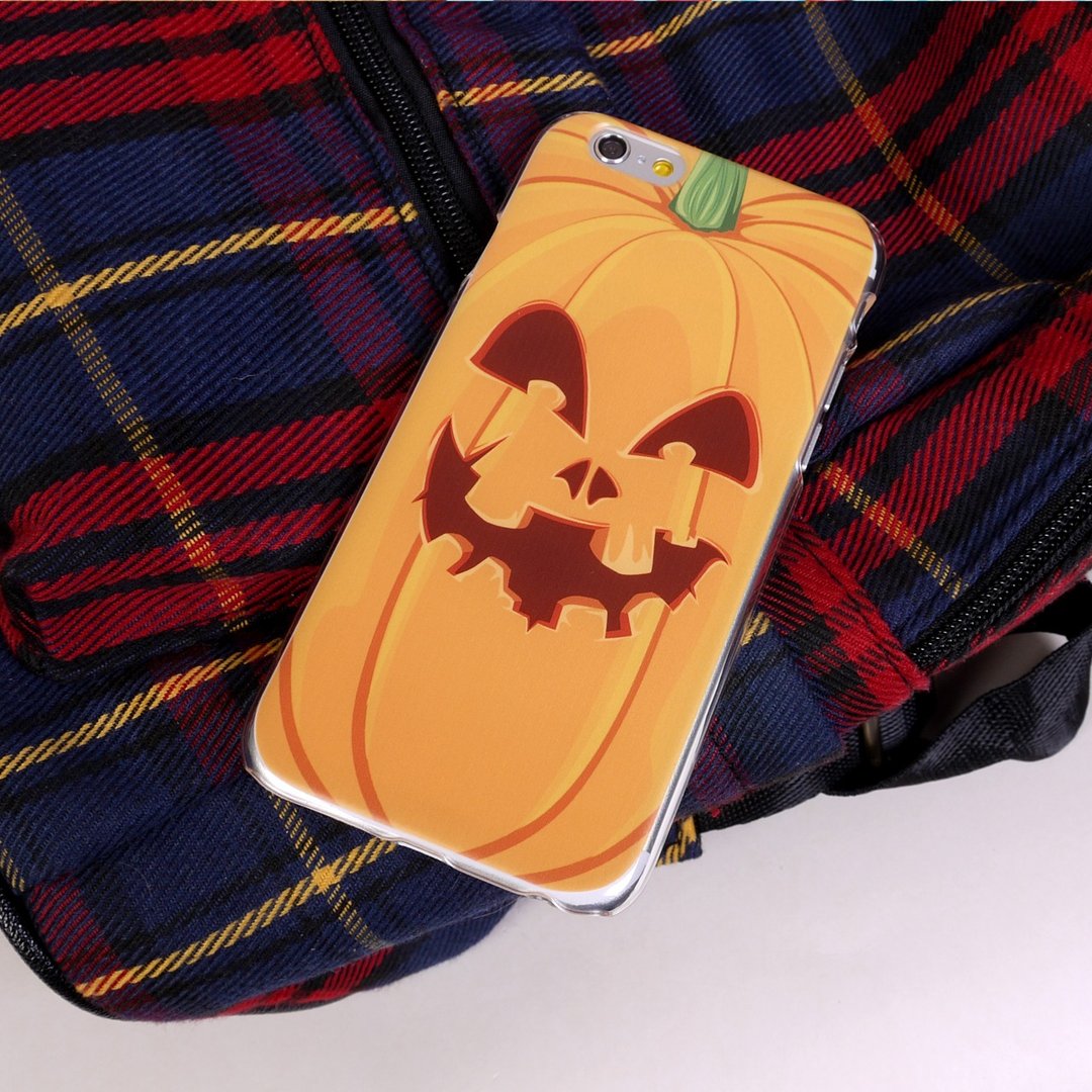 香港原创设计 万圣节南瓜人图案 iPhone X,  iPhone 8,  iPhone 8 Plus, iPhone 7, iPhone 7 Plus, iphone 6/6S , iphone 6/6S PLUS, Samsung Galaxy Note 7 透明手机壳 - 手机壳/手机套 - 塑料 橘色