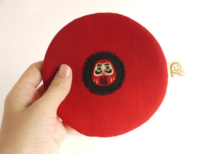 不倒翁圆形双面杯垫 - 暗黑红 - 杯垫 - 其他材质 红色