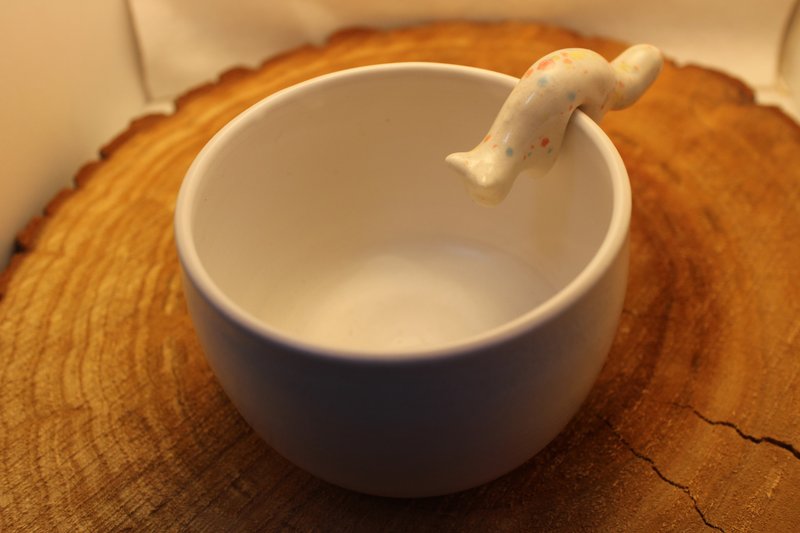 猫猫克杯-彩斑杯把胖胖杯(白杯) - 花瓶/陶器 - 其他材质 白色