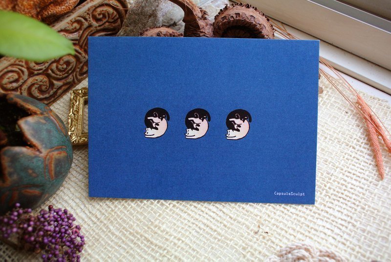 菟刻明信片 猫太极 其之蓝 - 卡片/明信片 - 纸 蓝色