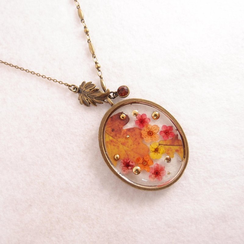 秋天的诗 【 CN0170 】 清透宝石 x 古铜长项链】**可改钥匙圈、吊饰 - 项链 - 其他材质 咖啡色