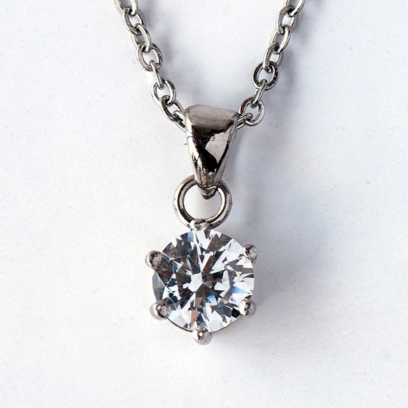 性感锁骨间的耀眼星芒 - 璀璨CZ钻(5mm)锁骨链 /金属线/串珠/皮革物/手作/ - 锁骨链 - 宝石 白色