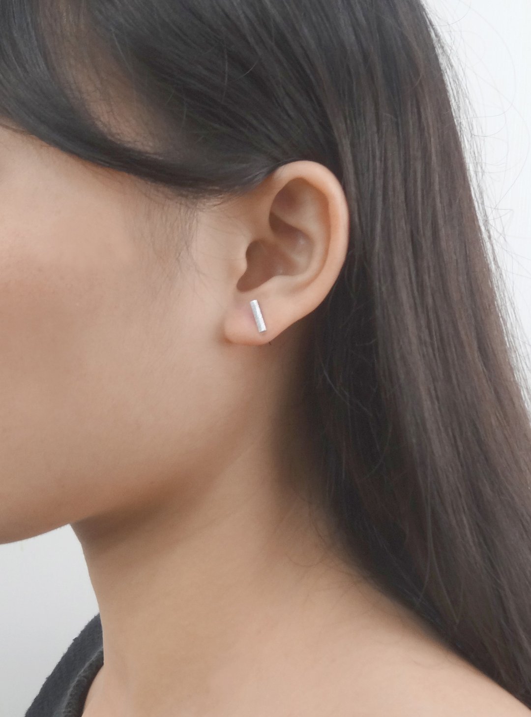 简约风 纯银耳环,几何系列Geometry collection - 耳环/耳夹 - 纯银 银色