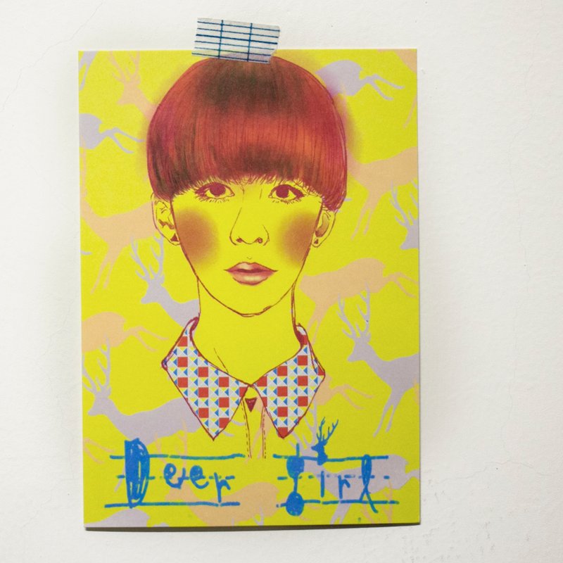 原鹿女孩明信片 - 卡片/明信片 - 纸 橘色