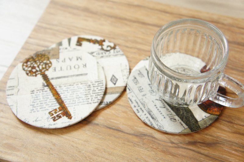 英式布质杯垫 /可作卡片用途 3入 - 卡片/明信片 - 其他材质 咖啡色