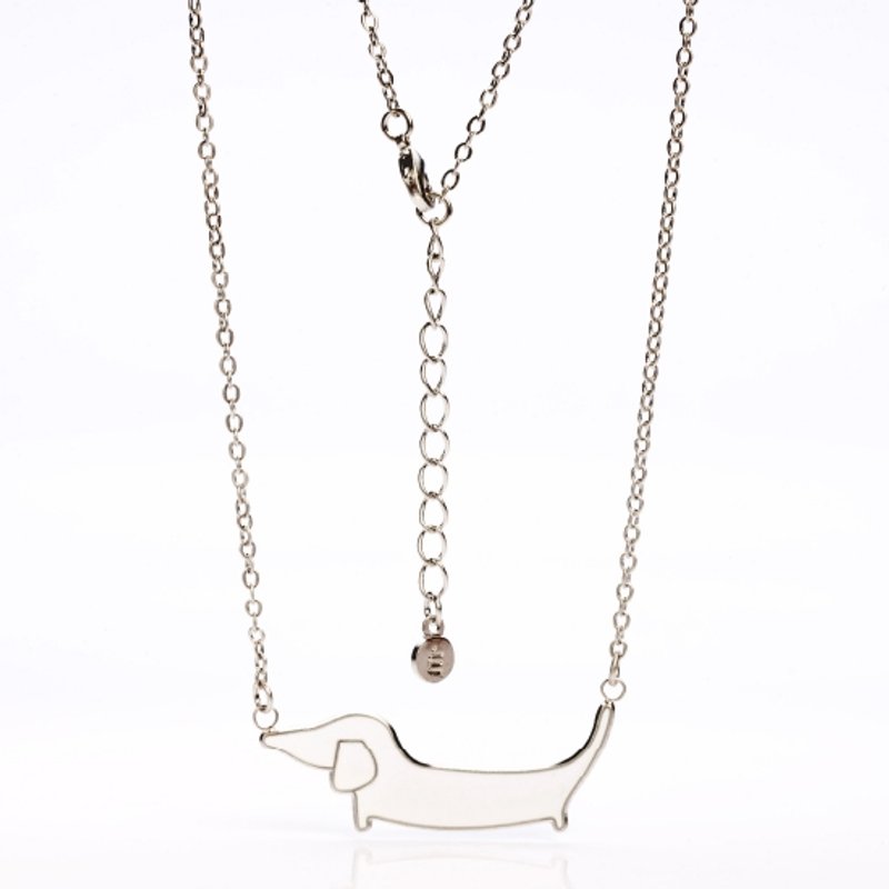 圣诞交换礼物。法式项链。限量饰品。生日礼物。女生礼物。定情礼物。浪漫巴黎。白腊肠狗项链 Necklace - 项链 - 其他金属 白色