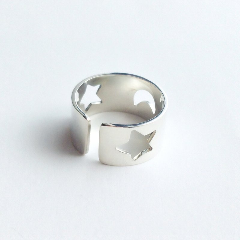 [Order production] Ring silver 950 star and moon design - 戒指 - 其他金属 灰色