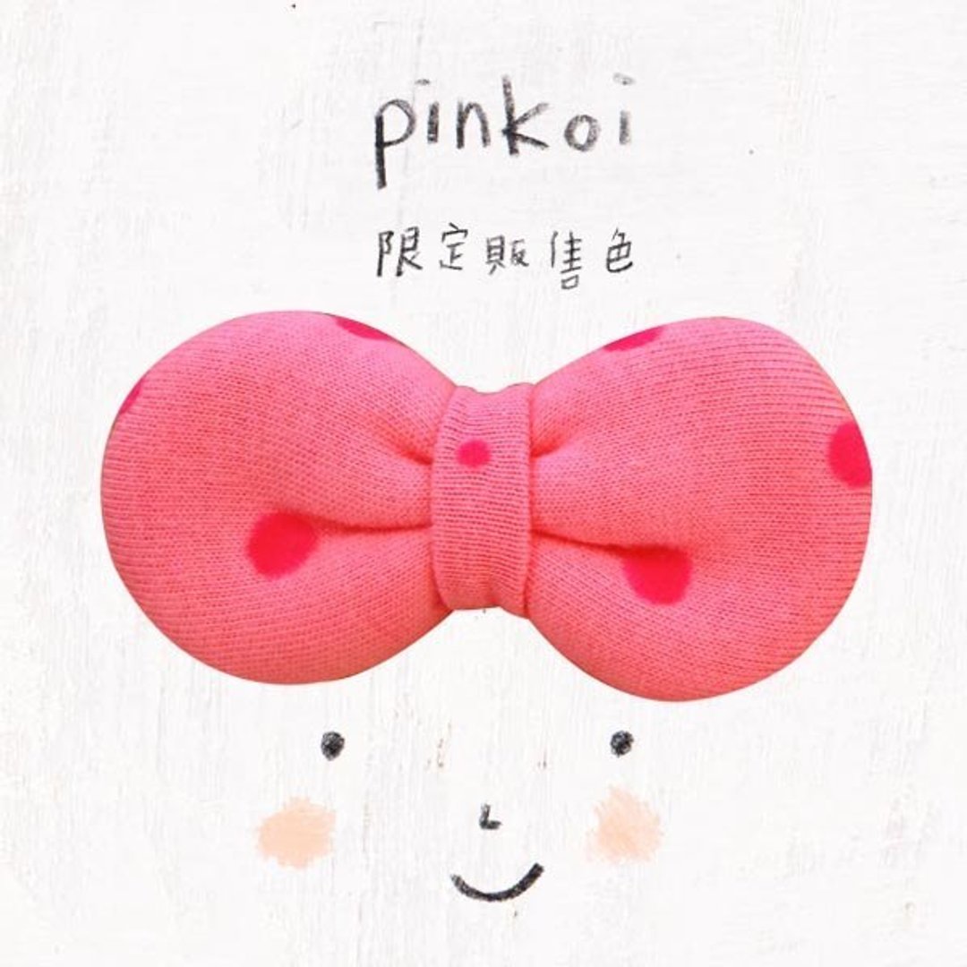 PINKOI限定色 有机棉蝴蝶结多功能配饰（桃红绒毛点点） - 发饰 - 其他材质 粉红色