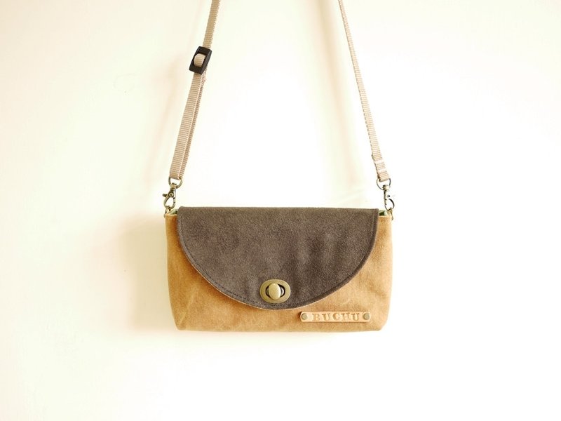 /秋冬款/[小旅行] 帆布/麂皮 三层式随身包 - 秋日狐狸黄 - 侧背包/斜挎包 - 其他材质 金色