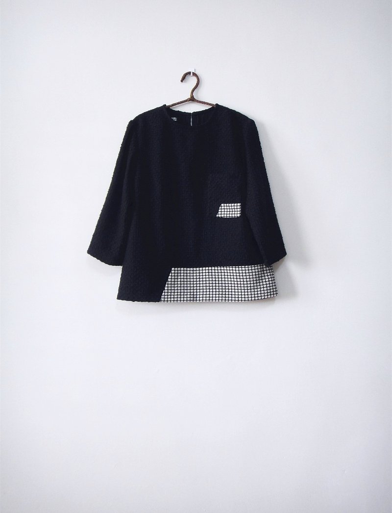 【Addition X Addition_手作．非黑即白．上衣】 - 女装上衣 - 棉．麻 黑色