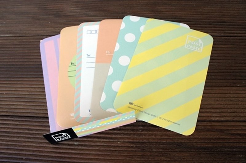 明信片贴纸(六入) - 卡片/明信片 - 纸 多色