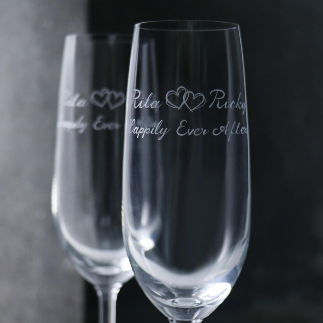 (一对价)210cc【永恒之心】LOVE心心相印香槟婚礼对杯 - 酒杯/酒器 - 玻璃 黑色