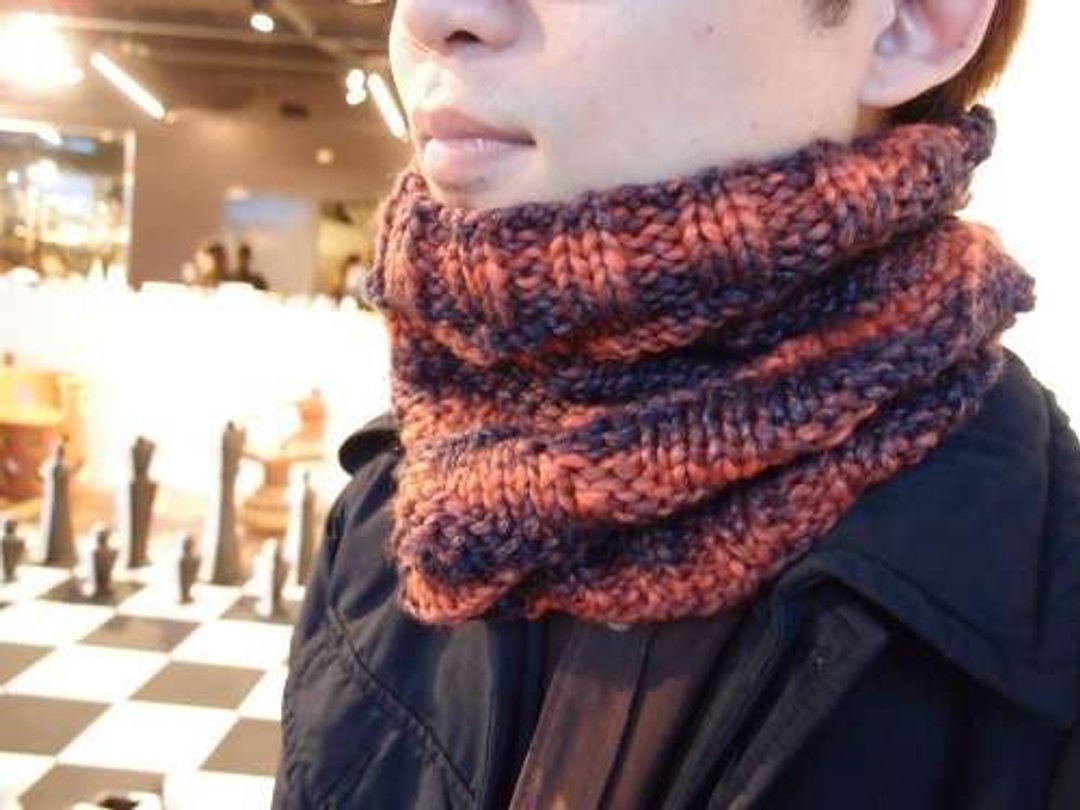 Zigzag Cowl 蜿蜒短脖围- 铁锈红  手工编织 两用 - 丝巾 - 其他材质 红色