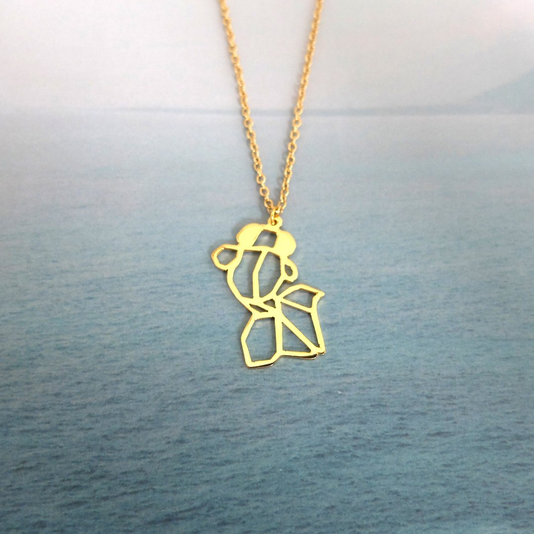 Goldfish Necklace, Origami Fish necklace, Pet gift, Gold Plated Brass Necklace - 项链 - 铜/黄铜 金色