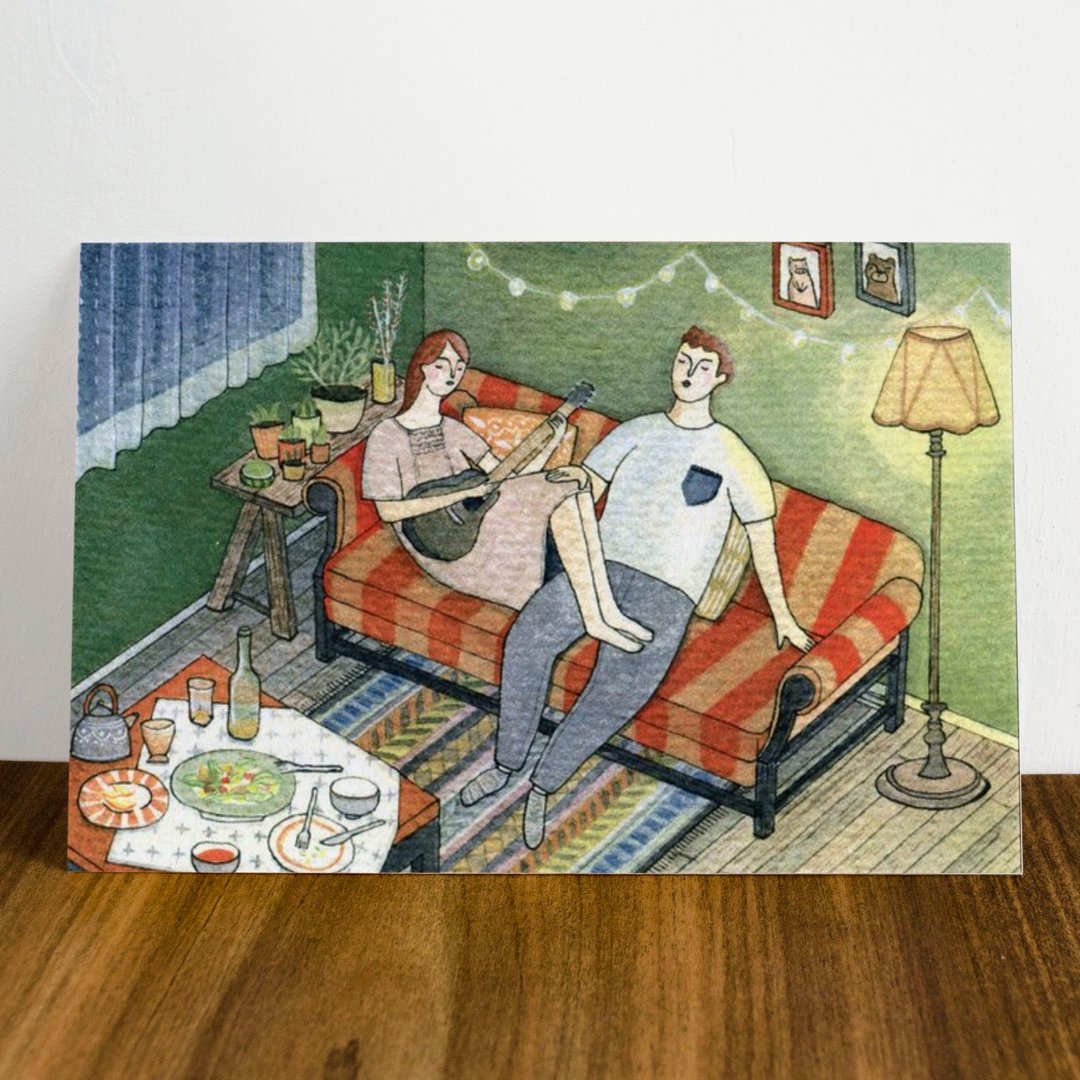 《水彩手绘插画》明信片 情人系列－Together - 卡片/明信片 - 纸 绿色