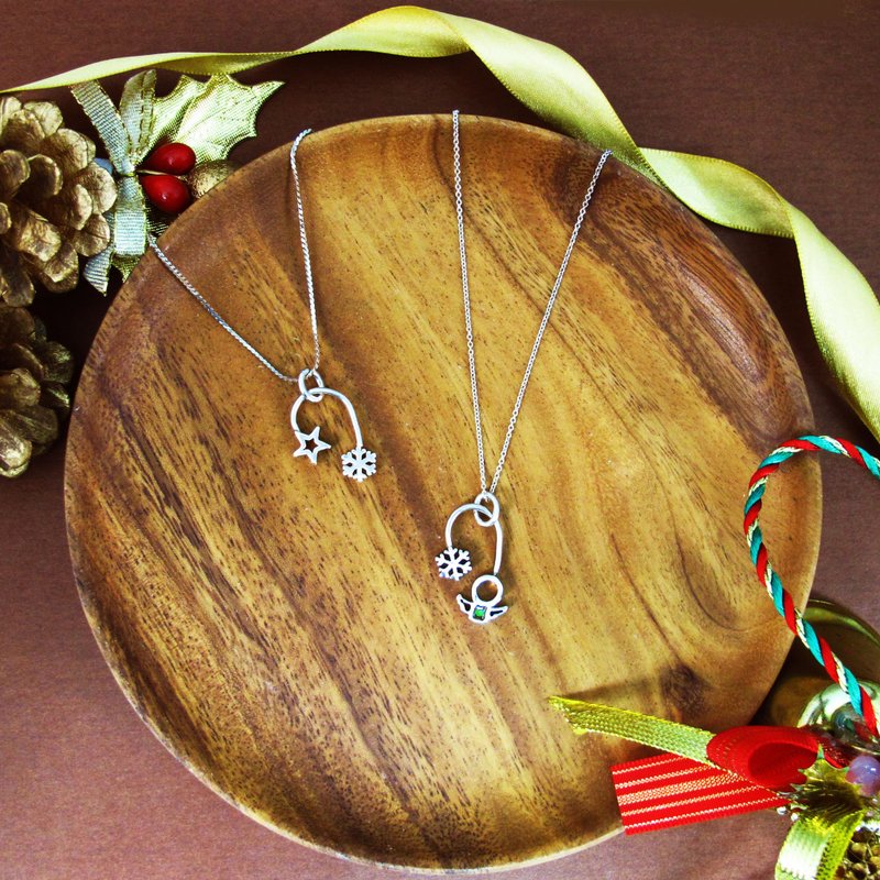 圆满/星光项链~幸福圣诞夜~纯银项链 星星/雪花/天使 -64DESIGN - 项链 - 纯银 银色