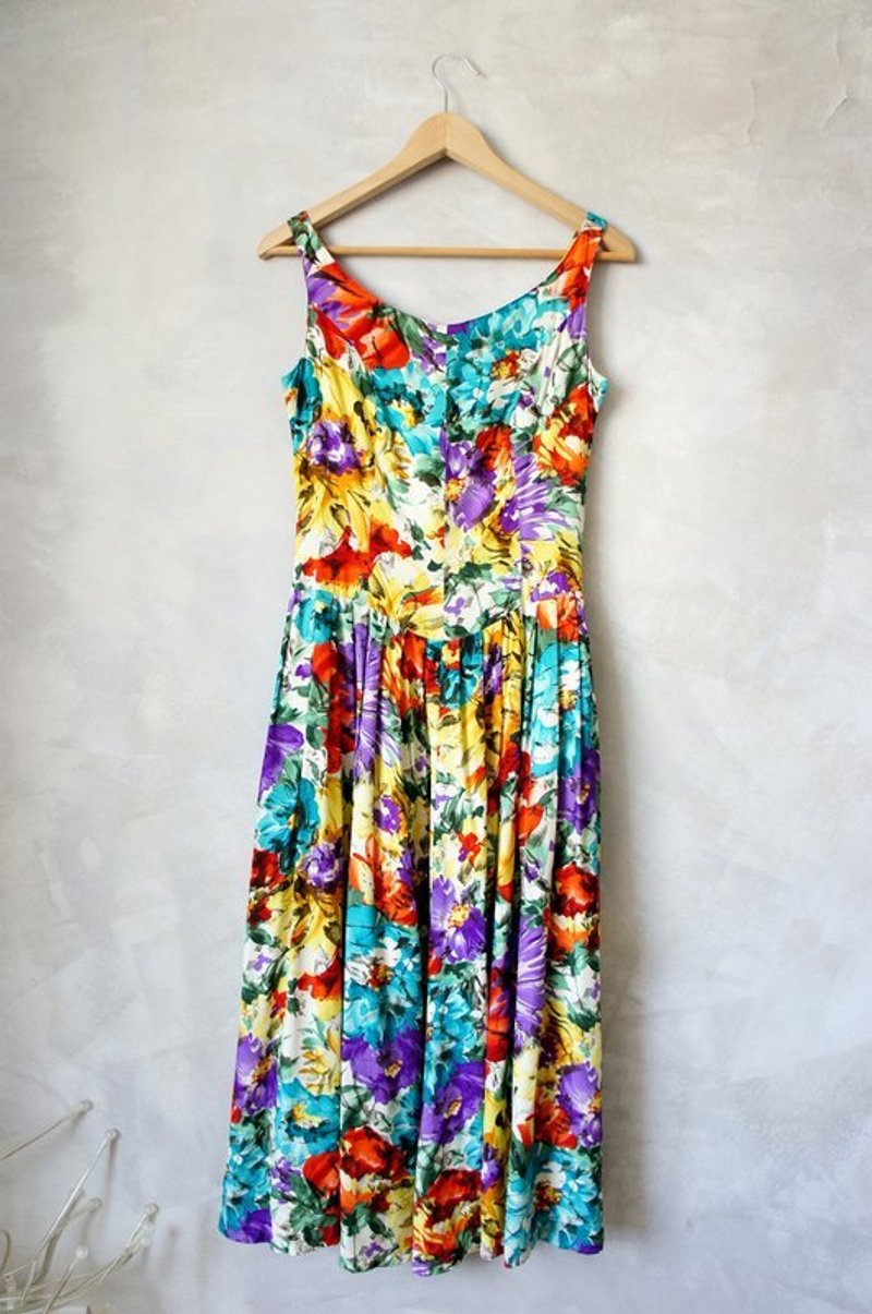 彩绘感印花背心洋装 Bea:Mon 古着 - 洋装/连衣裙 - 其他材质 多色