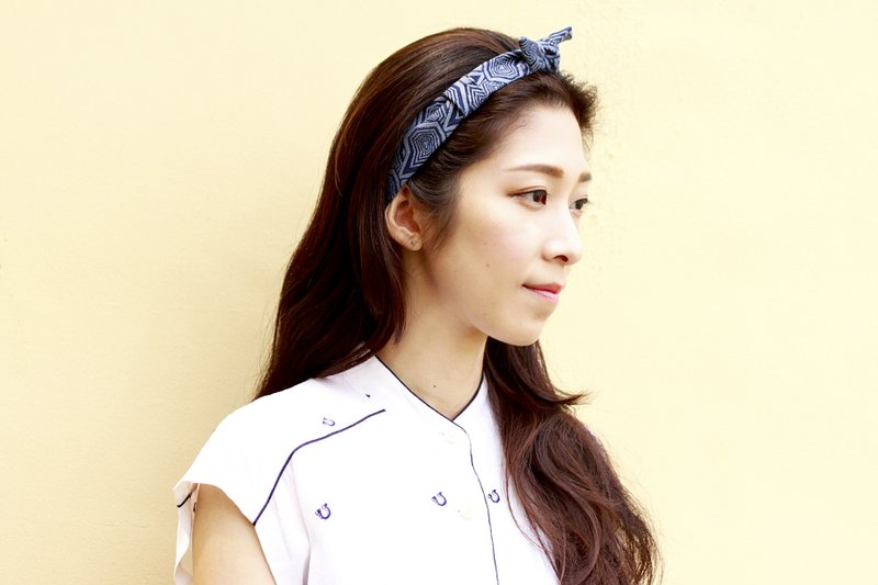 【The MAMA's Closet】牛仔弹性布料发带--涟漪 - 发饰 - 其他材质 蓝色