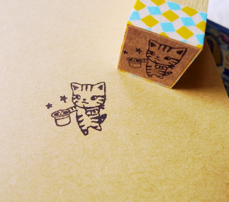 印章-魔术猫手帐章 - 印章/印台 - 木头 卡其色