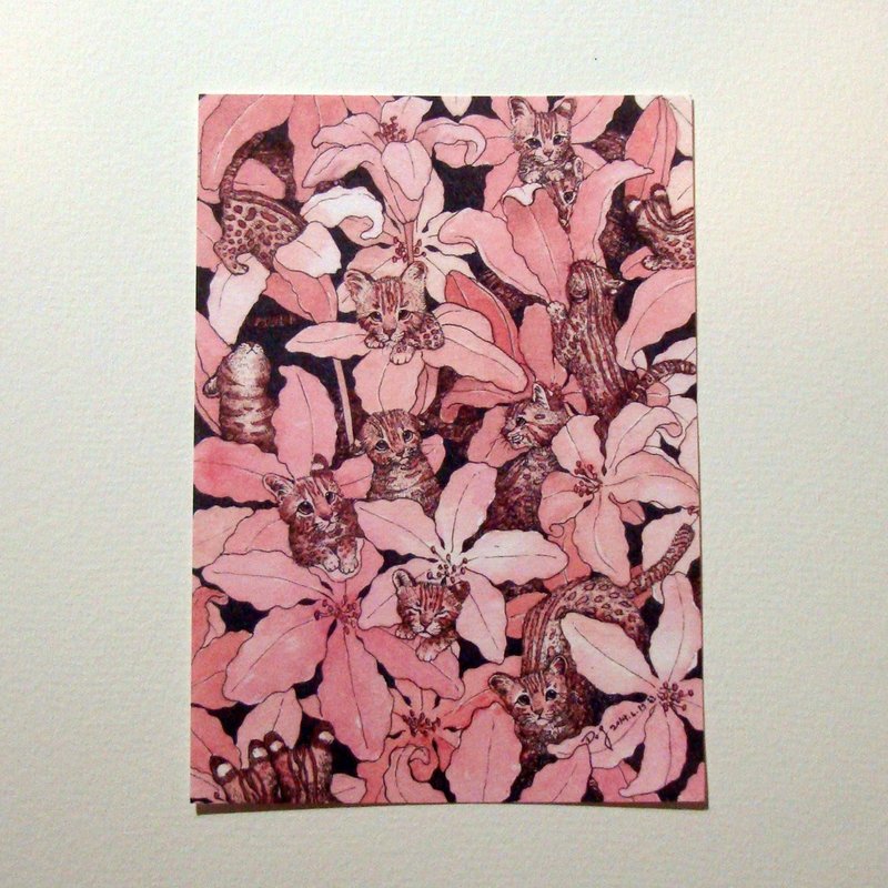 Be Friendly Be Friend-保护石虎插画酷卡/卡片-(单张)杜鹃花 - 卡片/明信片 - 纸 