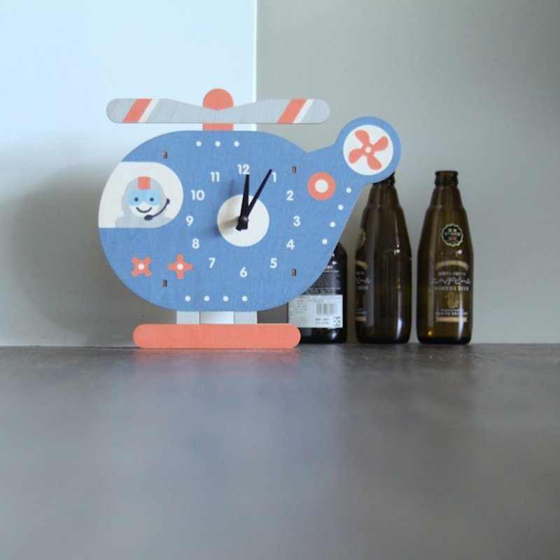 modern moose-3D挂钟-直升机图样 时钟 - 时钟/闹钟 - 木头 灰色