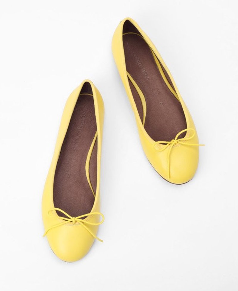 S0003 Vanessa芭蕾平底鞋-亮黄empire yellow - 女款休闲鞋 - 真皮 黄色