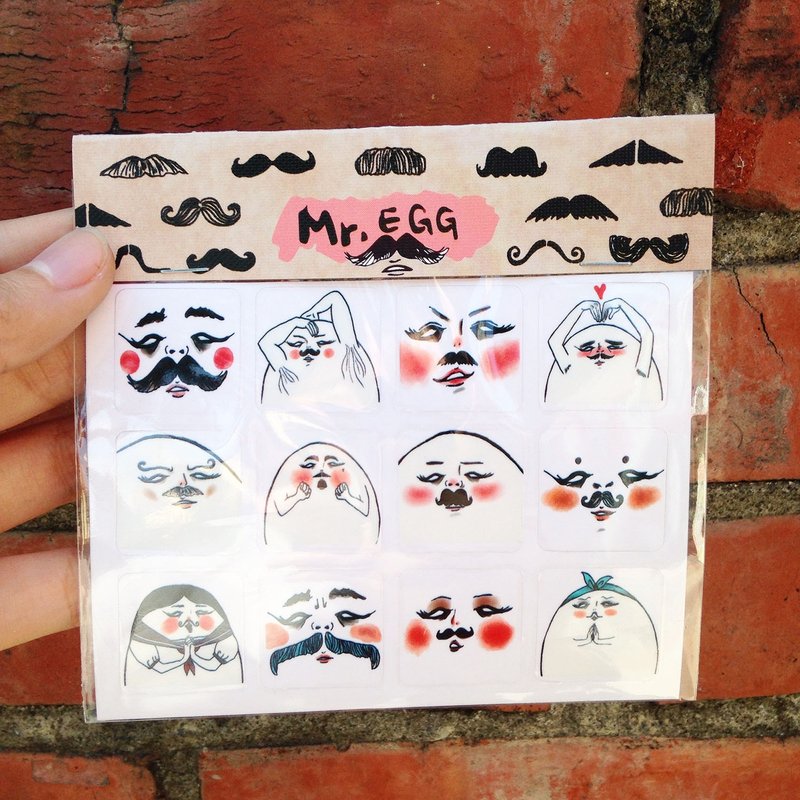 [stickers] Mr.EGG 翘胡子透明贴纸组 - 贴纸 - 纸 白色